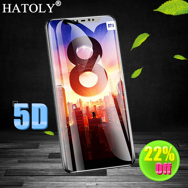 Закаленное стекло HATOLY 5D Защита экрана для xiaomi mi 8 полноразмерная пленка защитное 6