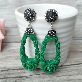

5 Pairs resin Cut Out Carvings Earring,Pave Rhinestone Drop Dangle Earrings Jewelry For Women Bohemia Earrings ER290