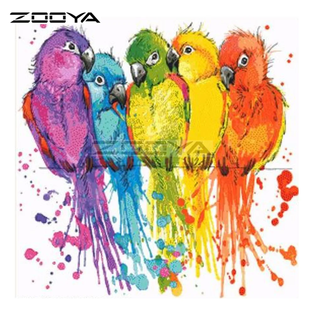 

ZOOYA 5D DIY Diamond Painting Cross Stitch Colored Bird Parrot Animal Diamond Embroidery Square Mosaic Patterns Needlework BK709