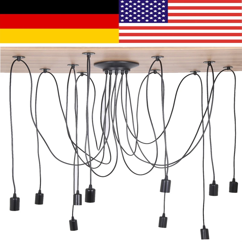 10 Head Industrial Vintage Style Pendant Light Holder Ceiling Lamp