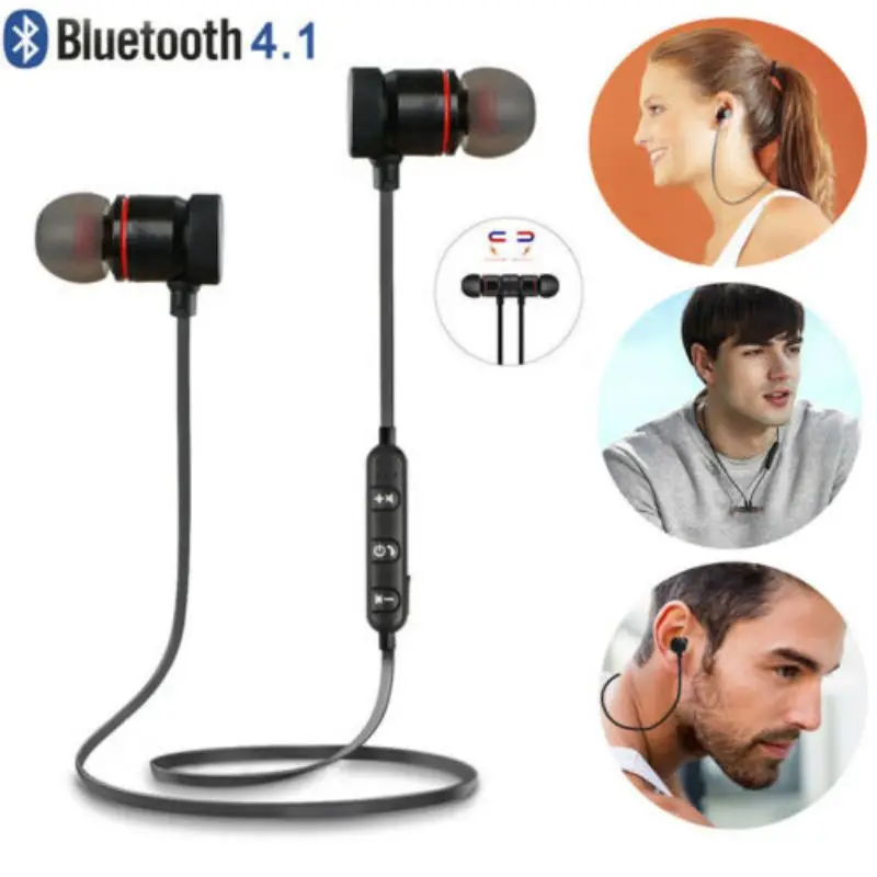 

Wireless Bluetooth 4.1 Sports Earphones Heavy Bass Metal Earbuds Magnetic In-ear Earpieces Universal For IPhone for Huawei P30