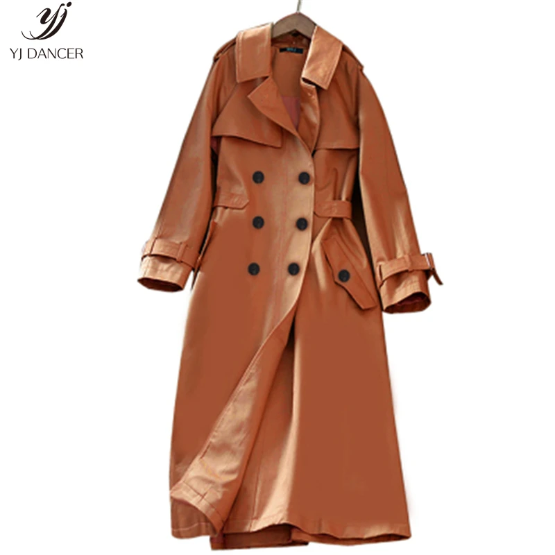 

Windbreaker Women's Temperament 2018 Fashion New Spring And Autumn Wear Waist Was Thin Over The knee Long Windbreaker Coat H061