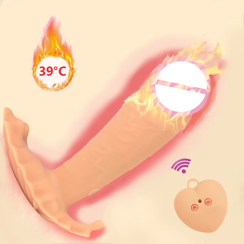 Silicone Wearable font b Dildo b font Vibrator Heating Remote Control Vibrating Panties G spot Clitoris