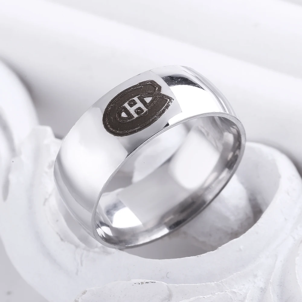Simple Montreal Canadian Flag Ring Stainless Steel Men and Women Couples Universal Men's Silver Titanium Gift | Украшения и