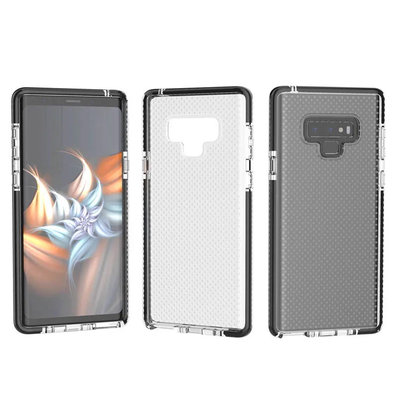 Высокое качество Сетка Мягкий ТПУ противоударный Защитная пленка для samsung Galaxy Note 9 S8 S9 плюс Coque Funda 360 бампер - Цвет: Black