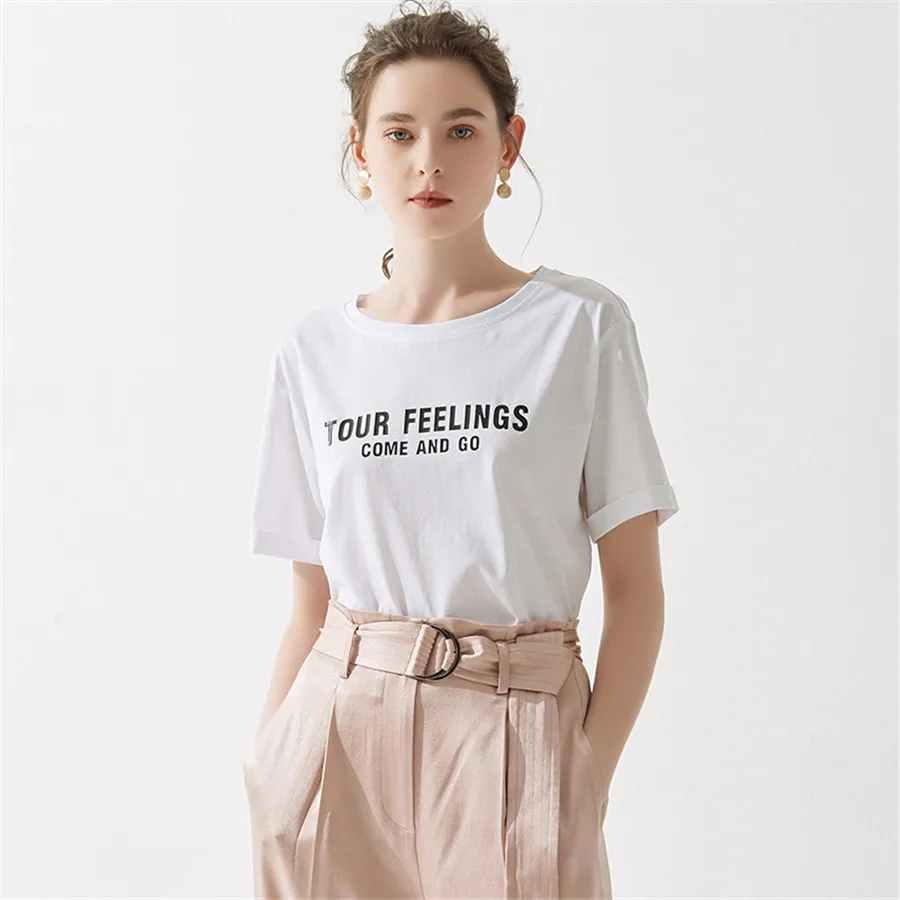 

Hodisytian Summer Women T shirts 100% Cotton Elegant Casual Cotton Tee shirts O-Neck Short Sleeve Tops Camiseta Blusas Feminino