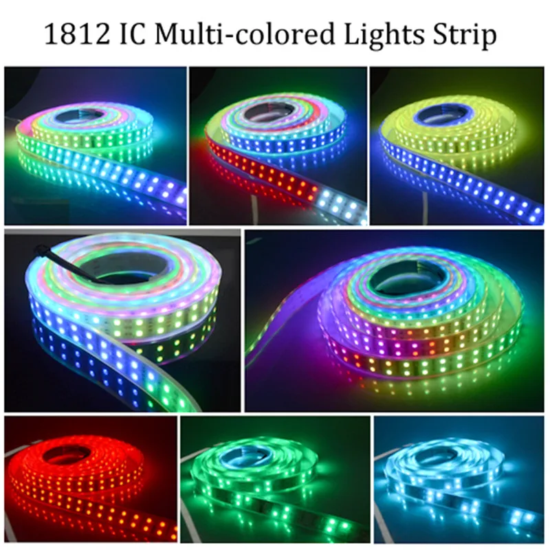 Ws2812 1812 IC Светодиодная лента 5 м 600 светодиодов Водонепроницаемая RGB DC 12 В мощность