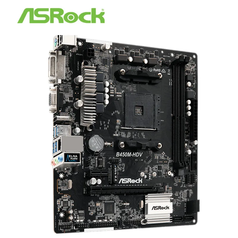 Полный ASRock B450M HDV Eat курица игра поддержка AMD Ruilong AM4 настольный компьютер материнская плата