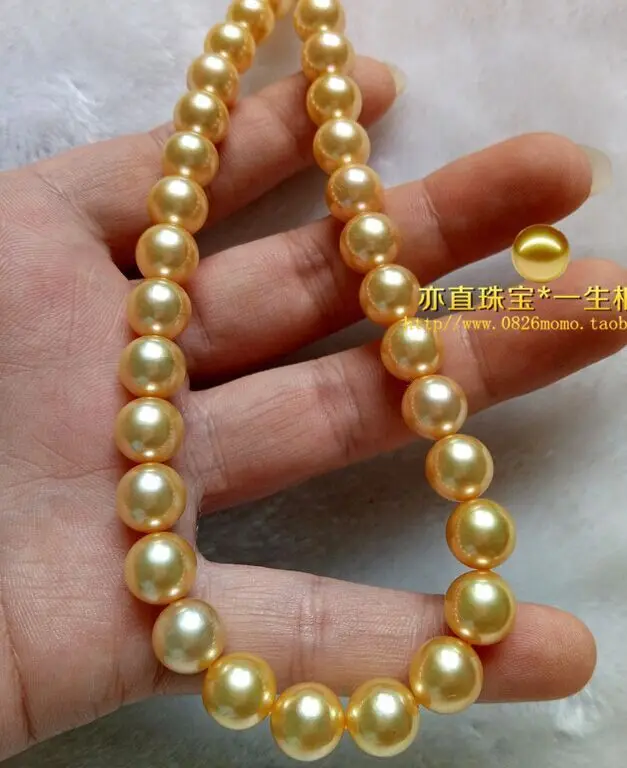 

FREE SHIPPING HOT sell new Style >>>> 9-10mm AAA Australian south seas gold pearl necklace 17inch14K