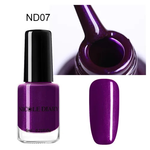 NICOLE DIARY 6ml Peel Off Thermal Nail Polish Glitter Chameleon Color Changing Water-based Manicure Nail Art Varnish - Цвет: S5-ND07