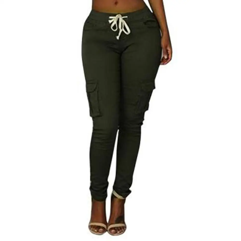 

Uwardrobe Women Autumn Stretch Pencil Pants High Waist Skinny Casual Slim Long Trousers Cargo Pant Fashion spodnie damskie ED