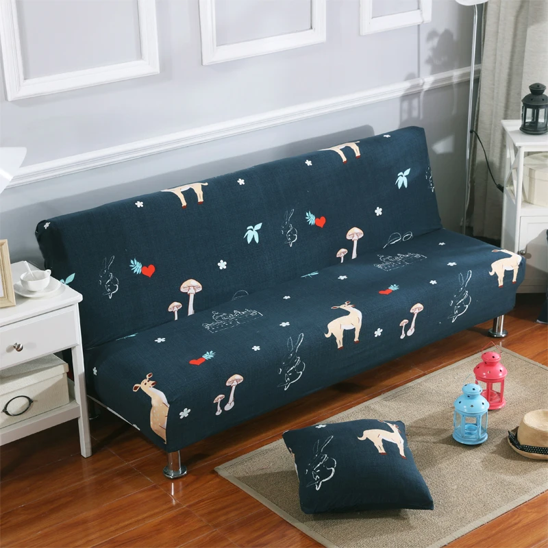 

New Armless Sofa Bed Covers Elastic Deer Pattern All-inclusive Sofa Slipcovers For Living Room Home Decor Covers For Sofa Bed