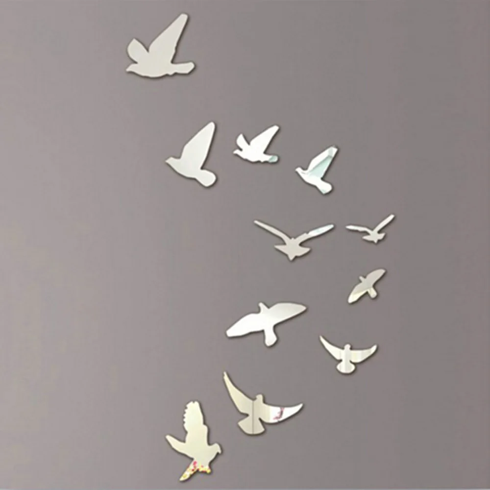 الطيور الاكريليك مرآة جدار الفن ملصق مجموعة DIY المنزل الأطفال غرفة جدارية ديكور جديد