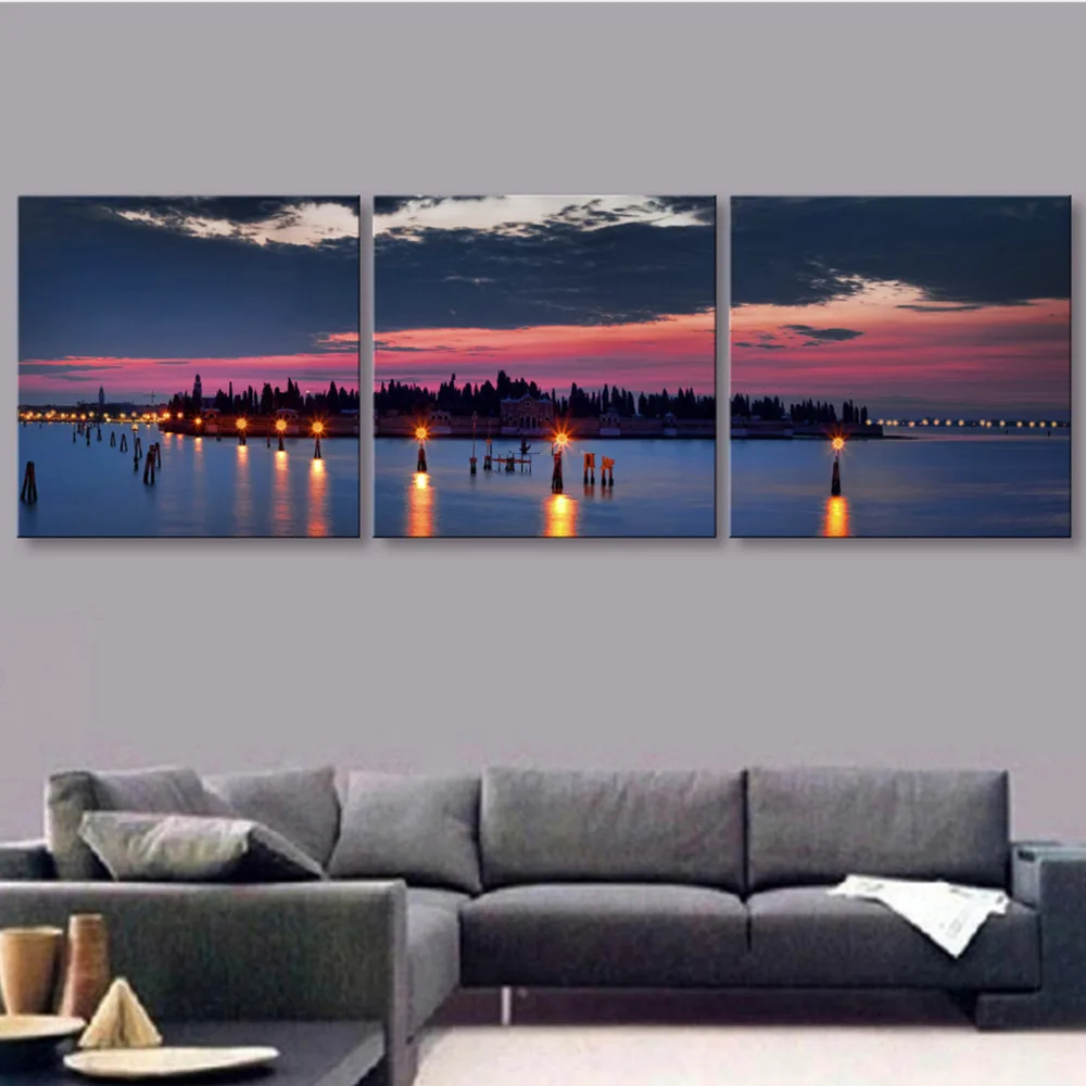 

Free Shipping Stretched Canvas Prints Scenery LED Flashing Optical Fiber Print LED Wall Art LED Decorations
