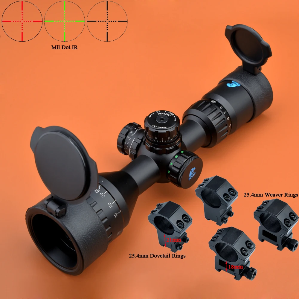 

Eagle Eye Rifle Scope 3-9x42 AO R/G Compact Hunting Scopes Mil Dot Riflescope droppshiping