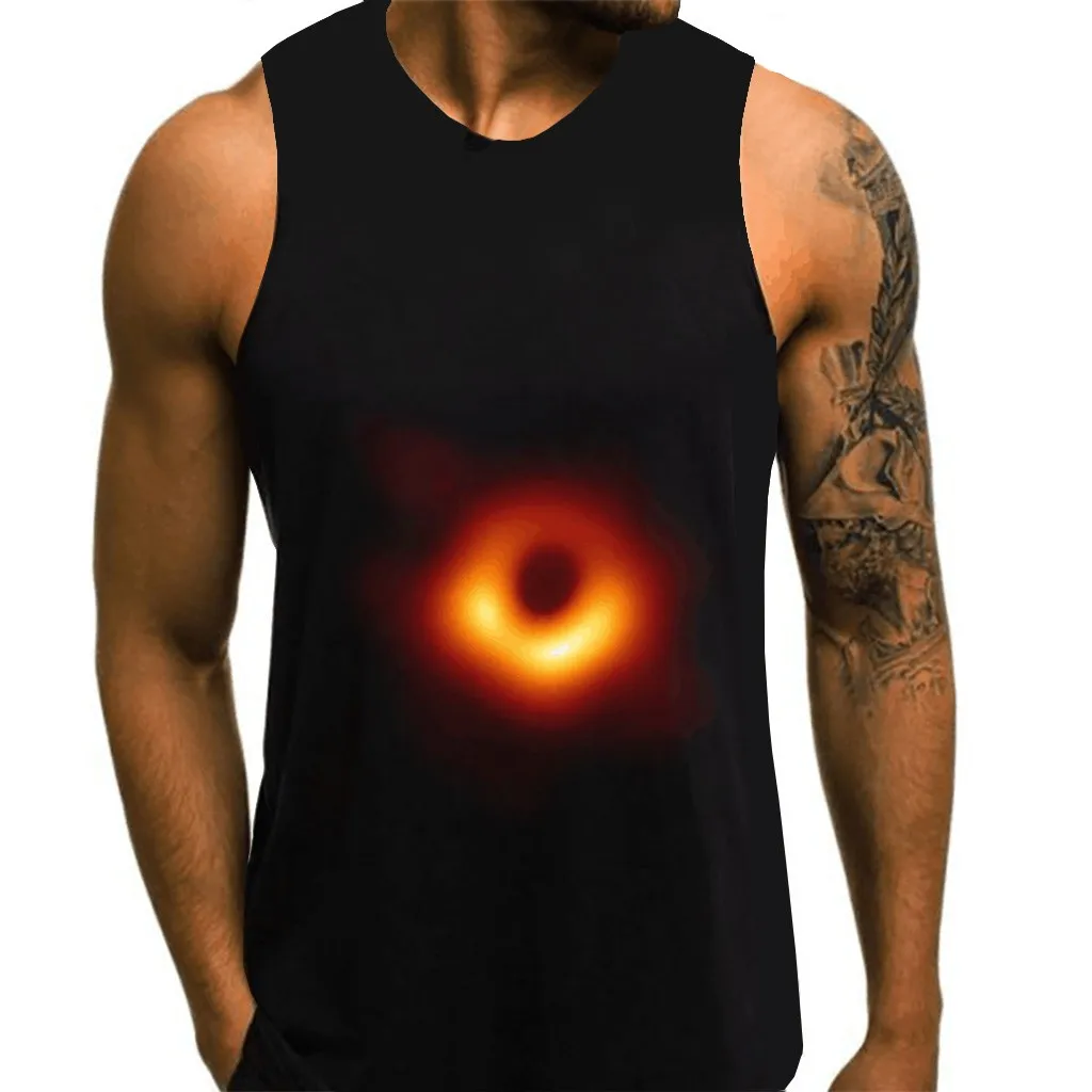 

FREE OSTRICH Summer Men's Tshirt Fashion black hole t shirt 3D Printed Sleeveless Top Leisure cool Sports Tshirt Tops Plus Size