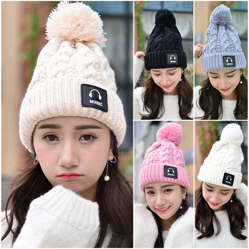 Women Fashion MUSIC Winter Knitted Crochet Hat Outdoor Beanie Slouch Cap CS162 HATCS0162
