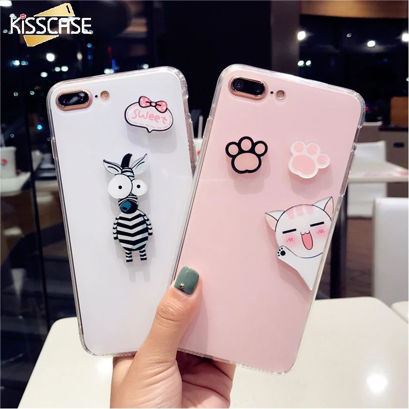KISSCASE мультяшный чехол для iPhone 6 6s 7 8 Plus чехлы силиконовый с рисунком кота X 6S