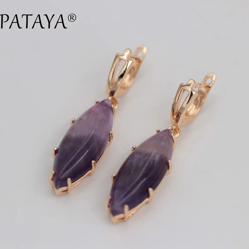 PATAYA, эксклюзивный RU,, 585, розовое золото, висячие серьги, разноцветные, натуральный камень, серьги для женщин, вечерние, свадебные, индийские ювелирные изделия