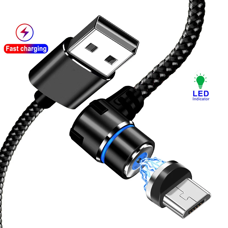 

Magnetic Micro USB Cable 90 Degree Charging Charger LED 2.1A Magnet 1M 2M Usb To Android Data Cord For Xiaomi Mobile Phone Cable
