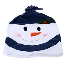 Christmas Decorations Happy Santa Red Hat Chair Back Party Cartoon Snowman Cover Festival Decor Hot