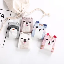 Носки Kawaii с животными, женские короткие носки из чесаного хлопка, лето, дизайн, harajuku, милые носки с 3D ушками, 5 цветов