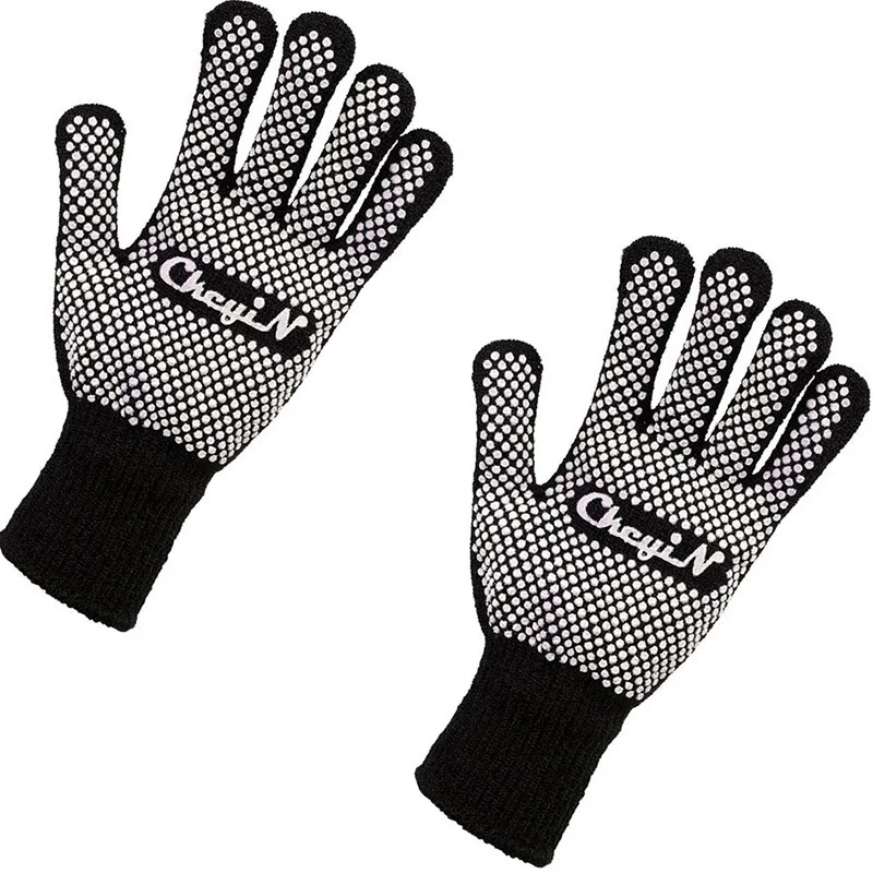 

2Pcs Hair Straightener Perm Curling Hairdressing Heat Resistant Finger Glove High Temperature Anti-scald Cotton Yarn Glove