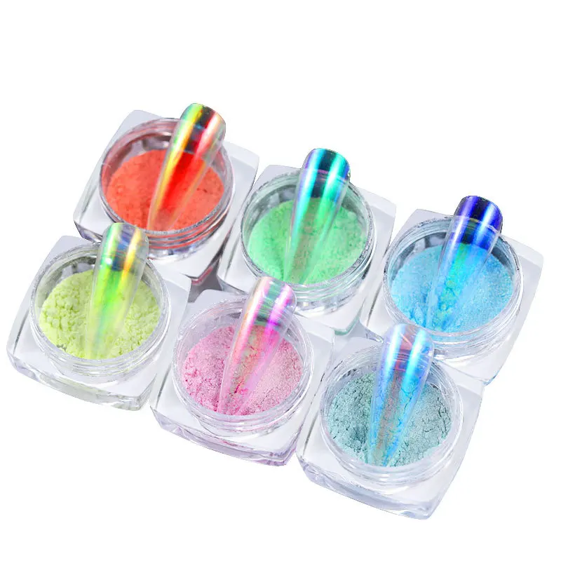 

1 Box Ice Transparent Chrome Nail Powder Glitter Mermaid Mirror Powder 3d Nail Art Decorations For UV Gel Polish Pigment Design