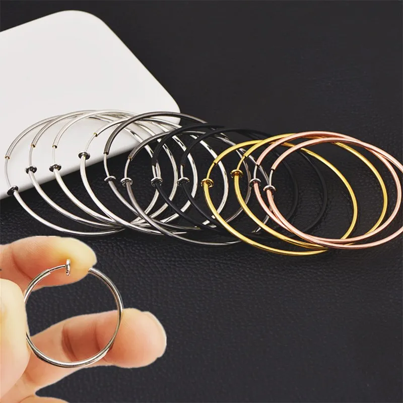 

1 pair Big Circle Large Hoop Earrings Fake Spring Clip On Nose Ring Hoop Lip Ring Helix Ring Hoop Fake Ear Ring Accessories