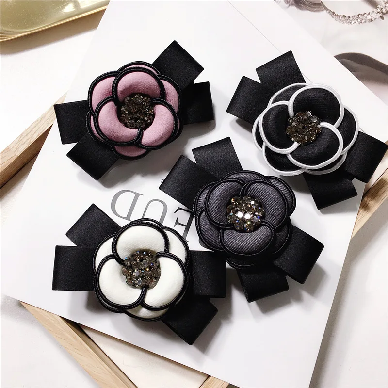 Kopen Vrouwen Elegante Mode Strik Haar Clip Hoofdtooi Camellia Strass Voorjaar Clip Haarspeld Hoofddeksels Handgemaakte Hari Accessoires