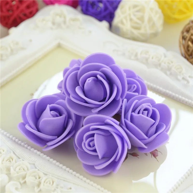 30 шт. дешевые мини ПЭ пены розы голова искусственные DIY цветы шар для свадьбы украшения дома праздничные вечерние товары для дома - Цвет: Purple
