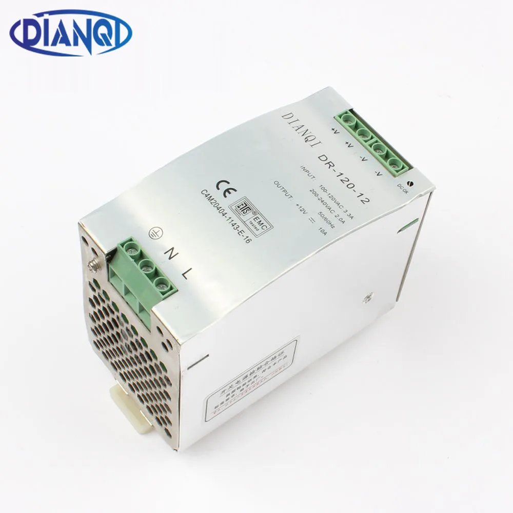 baratas DIANQI Din rail fonte de alimentação 120 w 12 V 24 V 48 V poder suply 120 w fonte de alimentação ac dc conversor dr 120 12 dr 120 24 dr 120 48