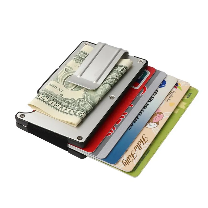 new 1pc metal mini money wallet fashion black credit card id holder