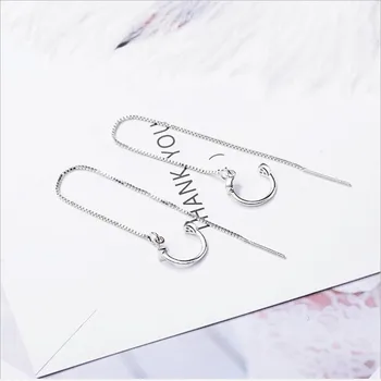 

LULU-PIG 925 silver tassel earrings with simple Korean temperament with long earrings EH396