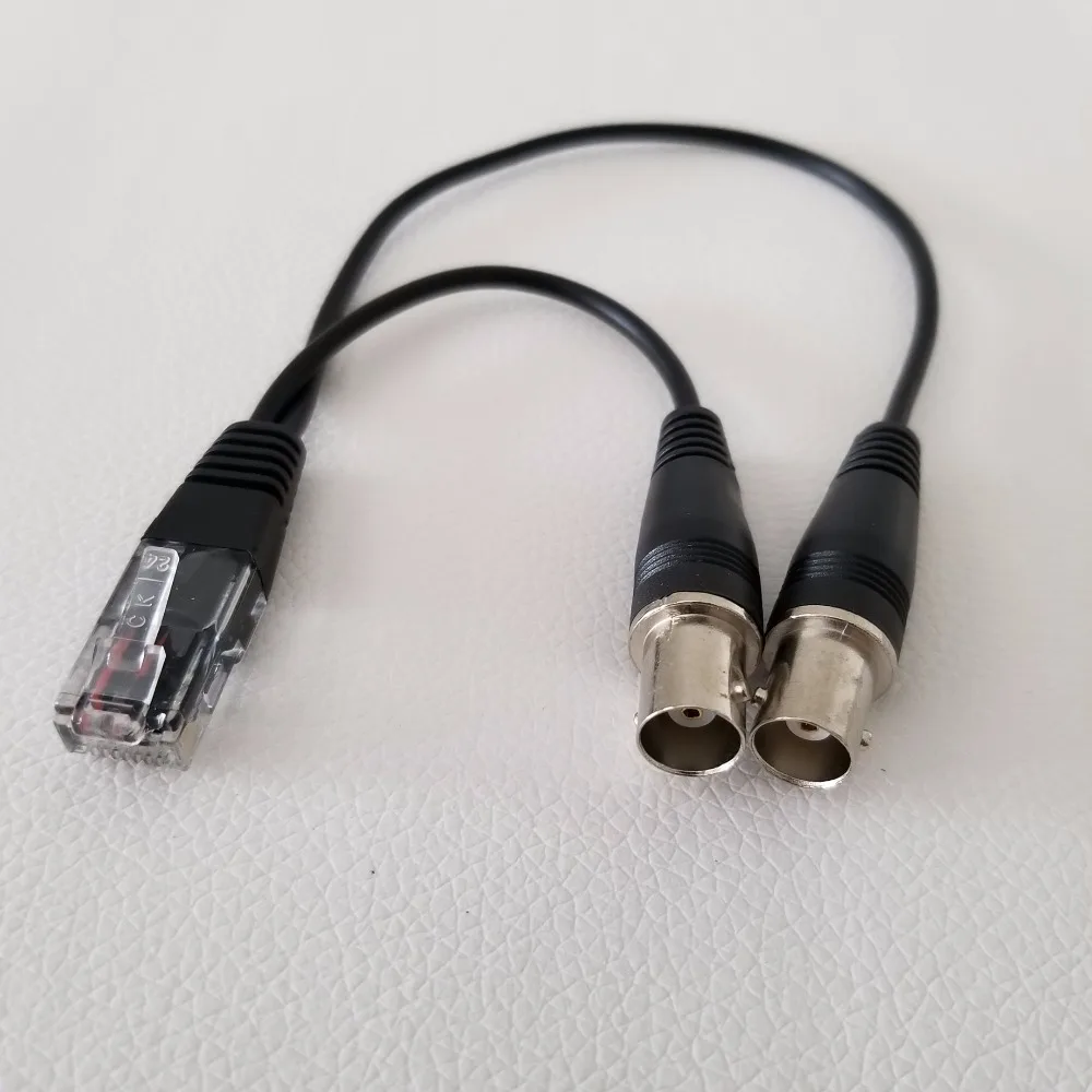 

RJ48 RJ45 Male to Dual BNC Female Adapter E1 2M Data Extension Cable for Relay Digital Voice Card Black 28cm