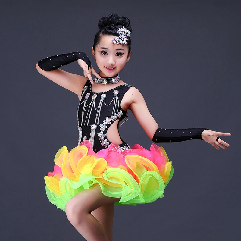 

Kids salsa latin dancing dress girls latin dance costumes vestido sexy Jazz dance dresses for sale competition dance costumes