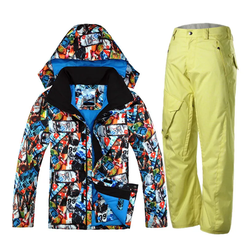 Gsou esquí de montaña para los hombres de snowboard pantalones impermeables trajes de esquí de invierno chaqueta esqui hombre esquí cálido