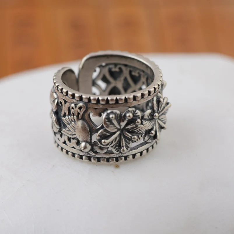 Тайский серебряное кольцо S925 торговля милые рисунки изящных цветов и богатая индивидуальность разъединяющееся кольцо взрыв подарок