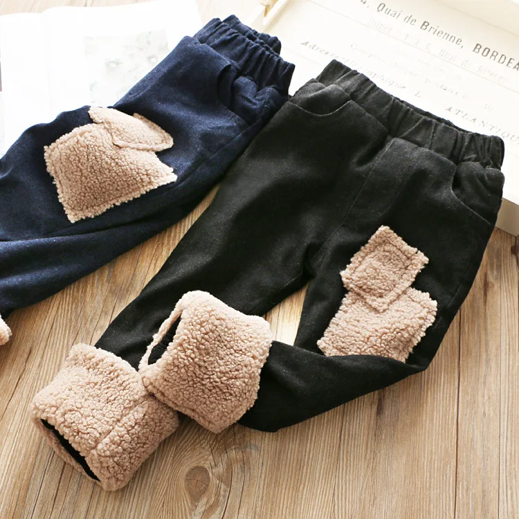

New Winter Children's Jeans Stitching Plus Velvet Thick Warm Casual Trousers 2 Colors