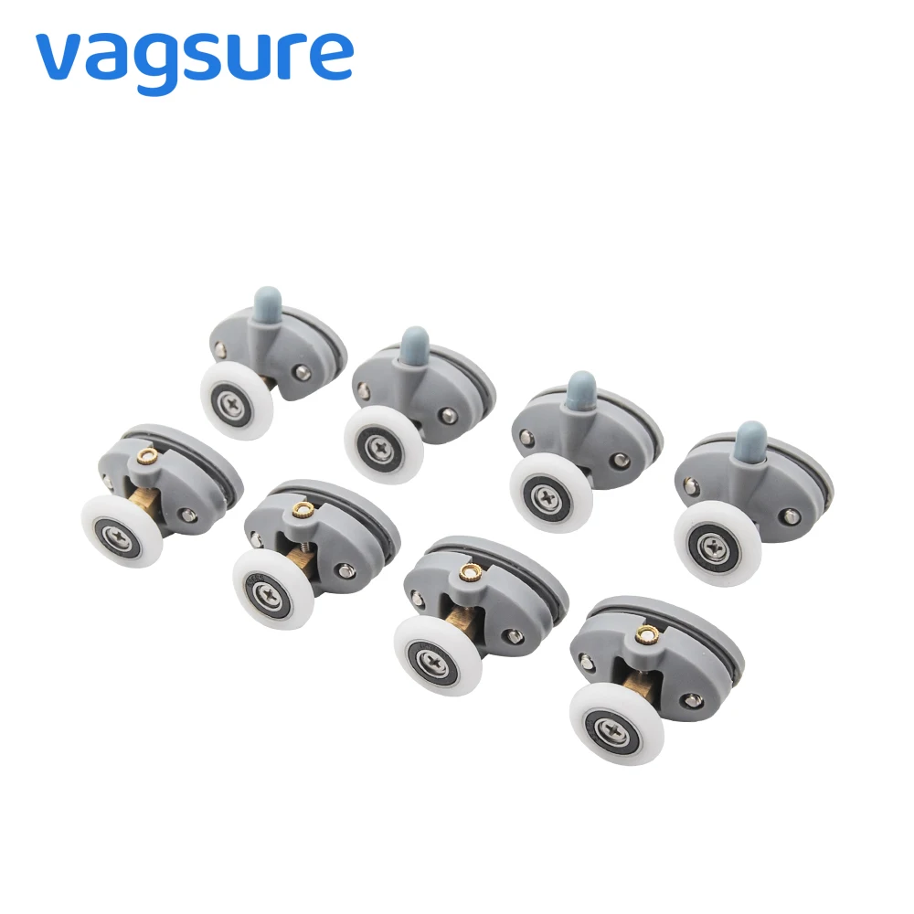Kaufen 4 stücke 8 stücke set Upperand Unten 23mm 25mm ABS Kunststoff Riemenscheiben Rad Gleitlager Tür rollen Für Dusche Rollen Duschkabine Badezimmer
