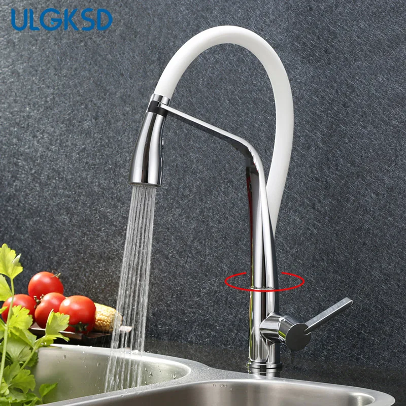 

ulgksd kitchen faucet pull out sprayer 360 vessel sink mixer tap single handle kitchen sink faucetsceramic valve for kitchen