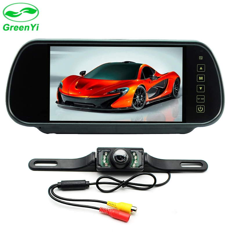 

GreenYi 7" TFT LCD Color Screen Car Mirror Monitor Car Parking Assistance System Supp+ IR Night Vision for Parking Rear Camera