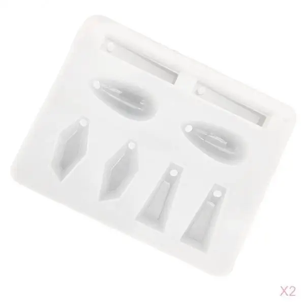 2x Geometric Shapes Silicone Mold Mould with Hole for DIY Crystal Resin Necklace Jewelry Pendant Earring Making Tool
