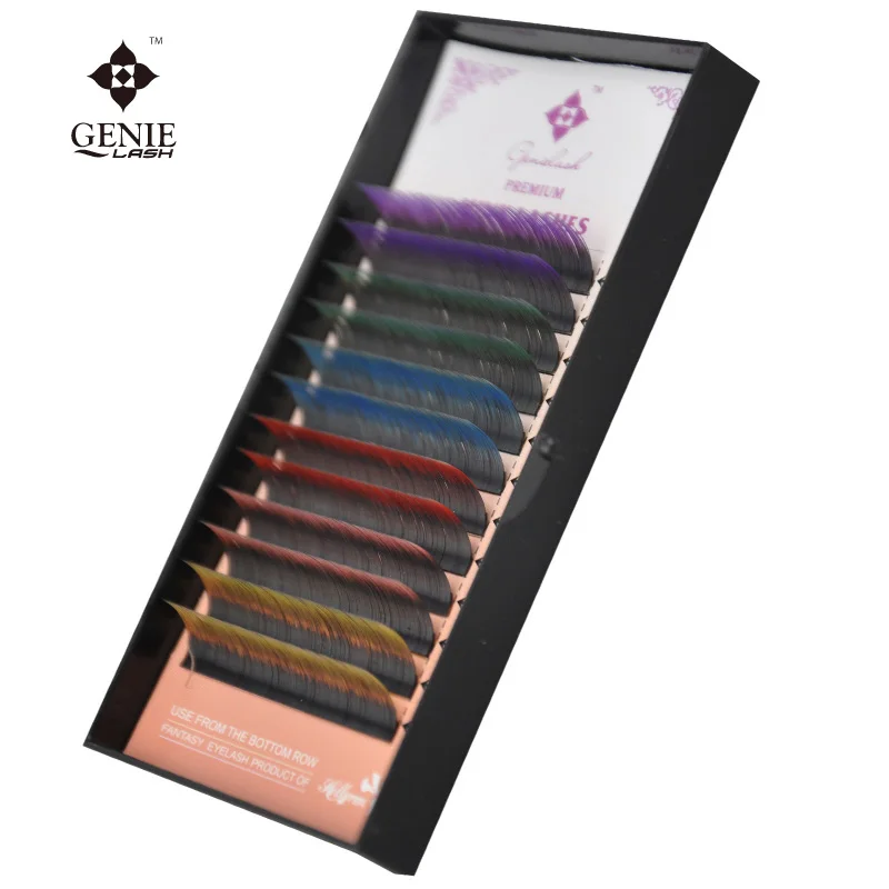 

Genie 0.20mm C Curl Individual Eyelash Extensions Two-Tone Color Lashes Colorful Holloween Faux Mink Eyelashes