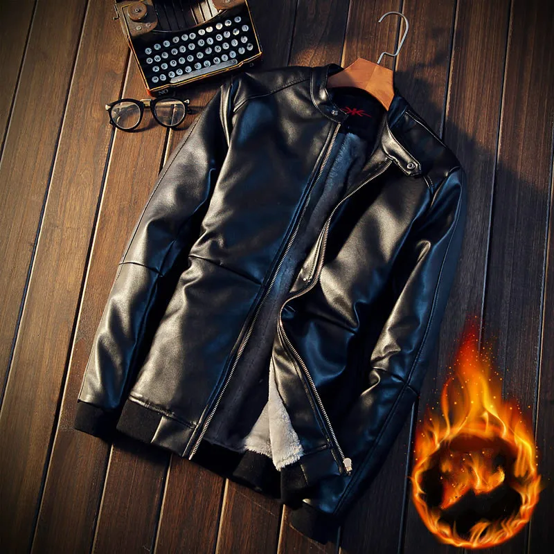 Мужская зимняя Новинка 2018, хит продаж, повседневная мужская мотоциклетная кожаная куртка плюс бархат, увеличивающая рост, теплая куртка-бом... Мужская зимняя Новинка 2018, хит продаж, повседневная мужская мотоциклетная кожаная куртка плюс бархат, увеличивающая рост, теплая куртка-бом...