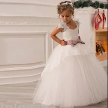 Новинка года; Платья с цветочным узором для девочек платье с поясом и рукавами-крылышками для свадебной вечеринки праздничное платье для причастия для маленьких девочек; детское платье