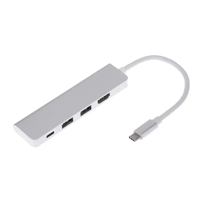 

ALLOYSEED 4 in 1 USB 3.1 Type-C HUB Aluminium Alloy Splitter USB-C to HDMI 4K Output + 2*USB 3.0 + Type-C Female Adapter