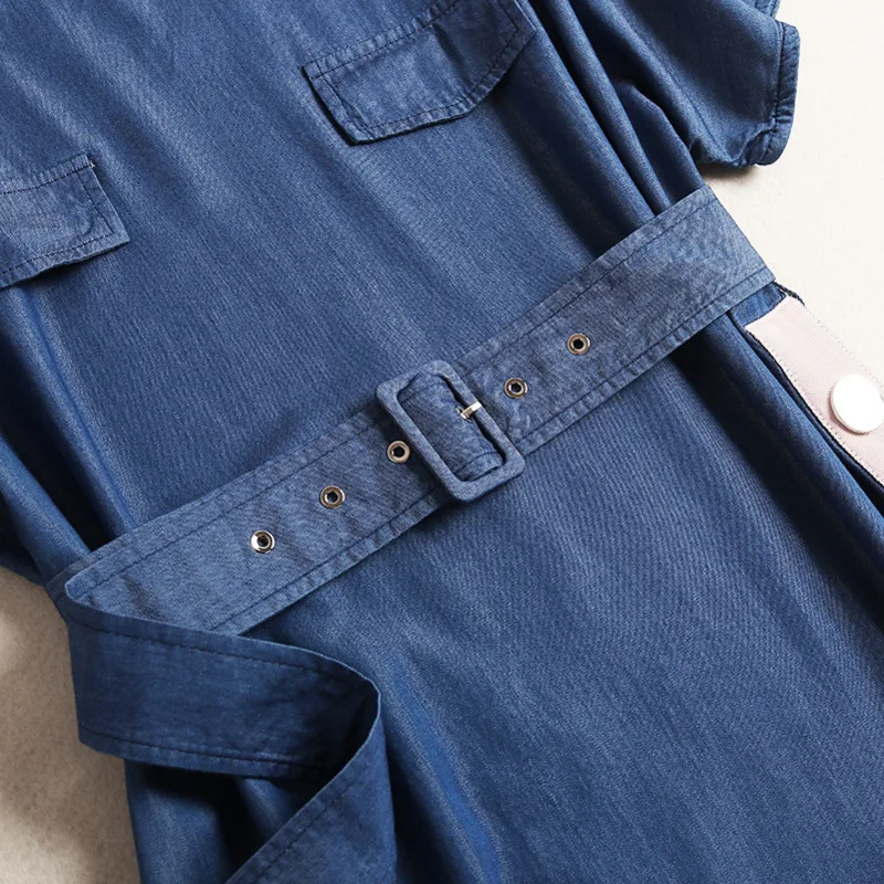 Shuchan New 2019 Fashion Summer Denim Dresses Women Short Sleeve Casual Straight Dresses Button Mid-calf Designer Clothing 10901 Shuchan New 2019 Fashion Summer Denim Dresses Women Short Sleeve Casual Straight Dresses Button Mid-calf Designer Clothing 10901