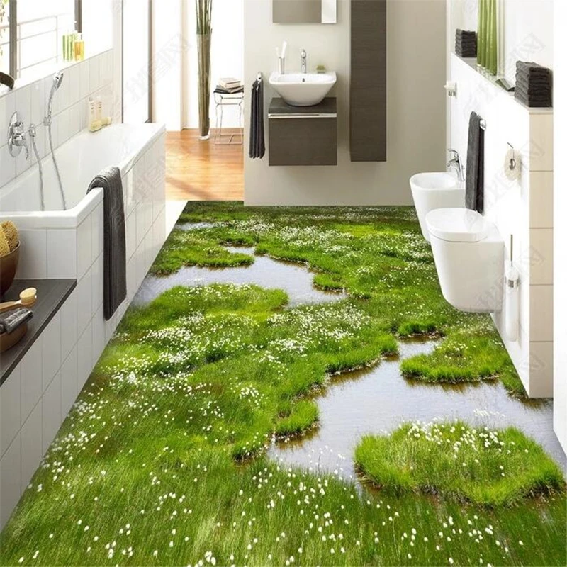 

beibehang Custom flooring 3D large mural plants flower grass 3D living room bedroom floor painting papel de parede 3d wallpaper