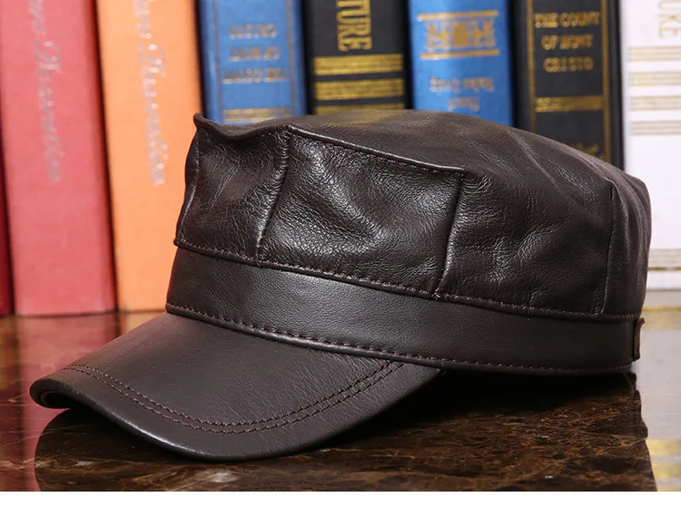 Высокое качество Натуральная кожа плоская пик военные шапки для мужчин и женщин шапки осень зима теплые шапки художники шапки